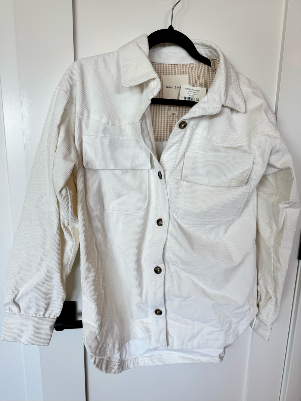 Thread & Supply White Button-Front Utility Overshirt